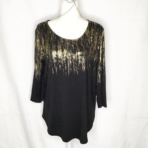 J M Collection Black Gold Blouse